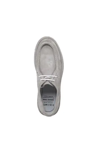 Gray 100% Leather Laced Casual Suede Shoes - 5