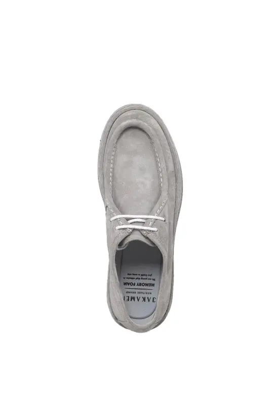 Gray 100% Leather Laced Casual Suede Shoes - 5