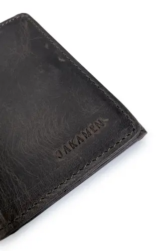 Gray 100% Leather Wallet - JAKAMEN (1)