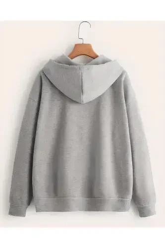 Gray 2 Thread Seasonal Zippered Hooded Fleece Cardigan Jacket-GRAY - JOOY COMPANY (1)