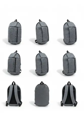 Gray Back Mini 2 Compartment Impertex Fabric Backpack - GRAY LINEN PATTERN - 4