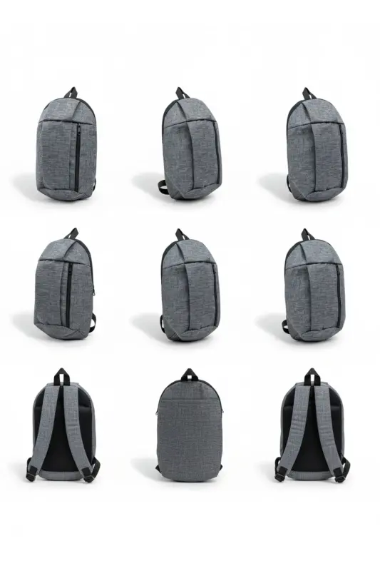Gray Back Mini 2 Compartment Impertex Fabric Backpack - GRAY LINEN PATTERN - 4