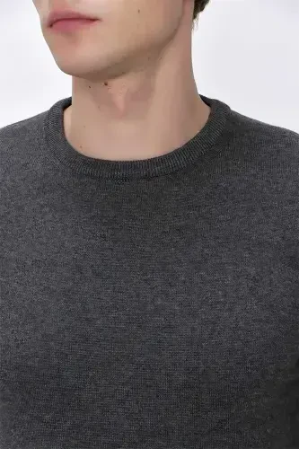 Gray Basic Dynamic Fit Relaxed Fit Crew Neck Knit Sweater - 4