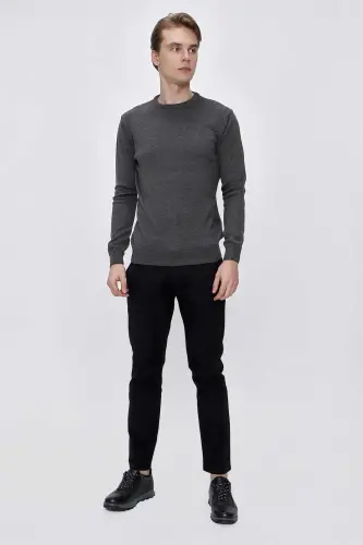 Gray Basic Dynamic Fit Relaxed Fit Crew Neck Knit Sweater - 5