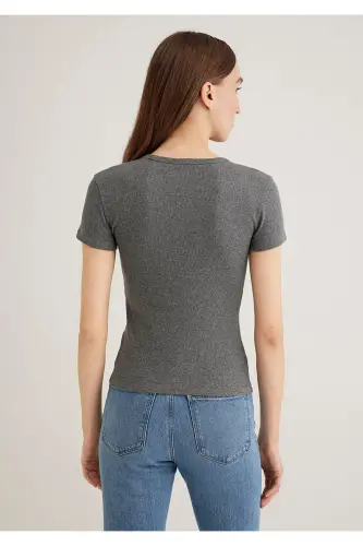 Gray Basic T-Shirt Fitted / Body Fit Cut 1613 - 5