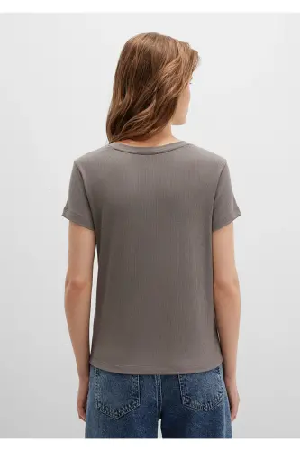 Gray Basic T-Shirt Slim Fit / Narrow Cut 1612904-7009 - 5