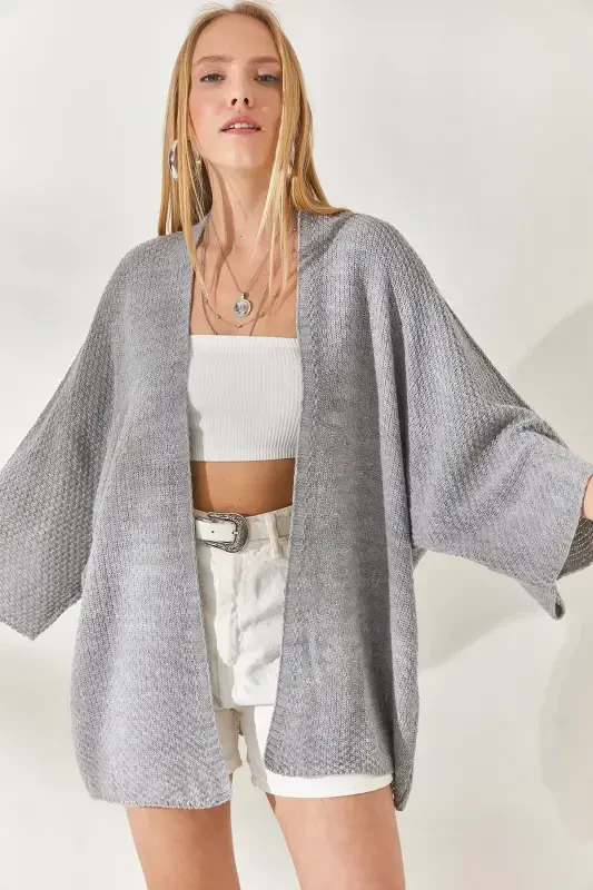 Gray Bat Spring Cardigan HRK-19000057-Gray - OLALOOK
