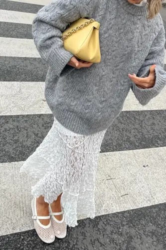 Gray Bicycle Collar Knitted Tricot Sweater MG2009-Gray - 6