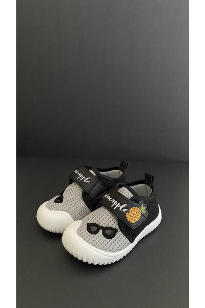 Gray Black Orthopedic Baby Boy Summer Linen Nursery Daily Shoes 3270 - 1