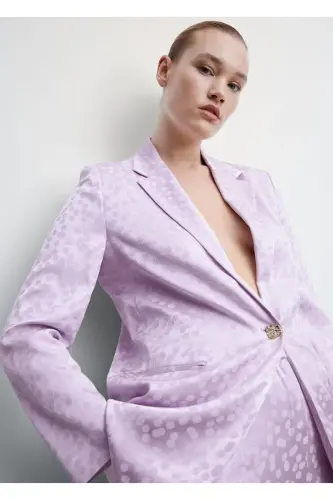 Gray Brown Satin Blazer Jacket - 2