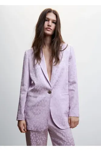 Gray Brown Satin Blazer Jacket - 3