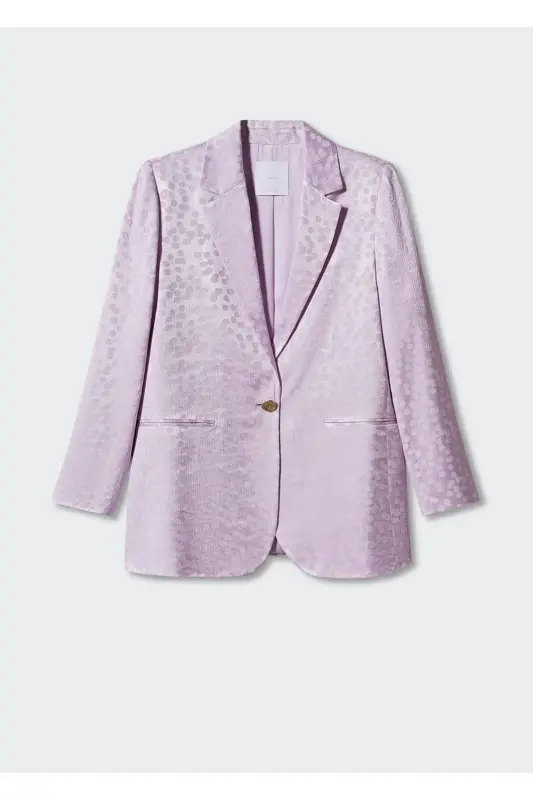 Gray Brown Satin Blazer Jacket - 5