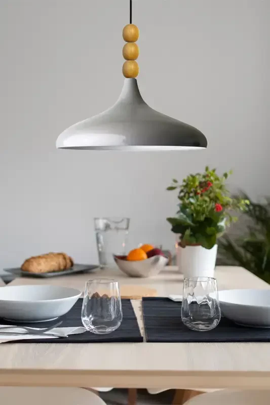 Gray Champion Wooden Beaded Single Chandelier Pendant Living Room Kitchen Boutique Lamp-Gray - 4