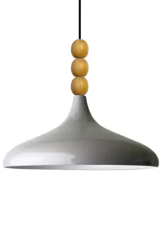 Gray Champion Wooden Beaded Single Chandelier Pendant Living Room Kitchen Boutique Lamp-Gray - 6