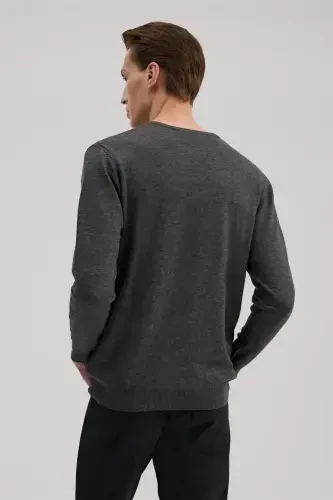 Gray Cinnamon Classic Fit Crew Neck Patterned Knitwear - 4