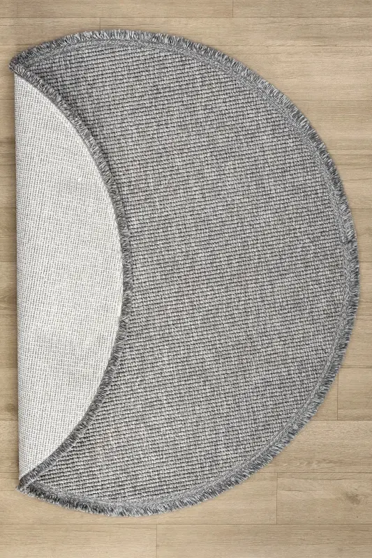 Gray Circle Round Fringed Modern Woven Rug GRAY CIRCLE-Gray 3 - 2