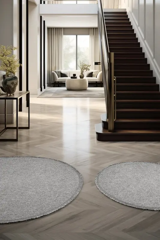 Gray Circle Round Fringed Modern Woven Rug GRAY CIRCLE-Gray 3 - 3