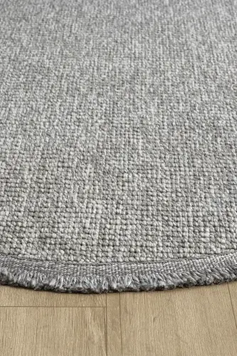 Gray Circle Round Fringed Modern Woven Rug GRAY CIRCLE-Gray 3 - 4