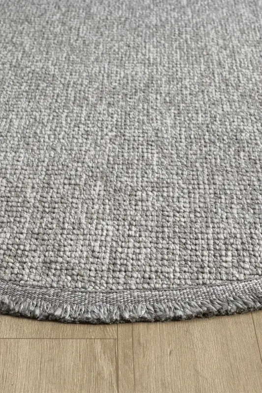Gray Circle Round Fringed Modern Woven Rug GRAY CIRCLE-Gray 3 - 4