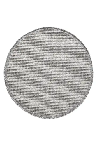 Gray Circle Round Fringed Modern Woven Rug GRAY CIRCLE-Gray 3 - 6