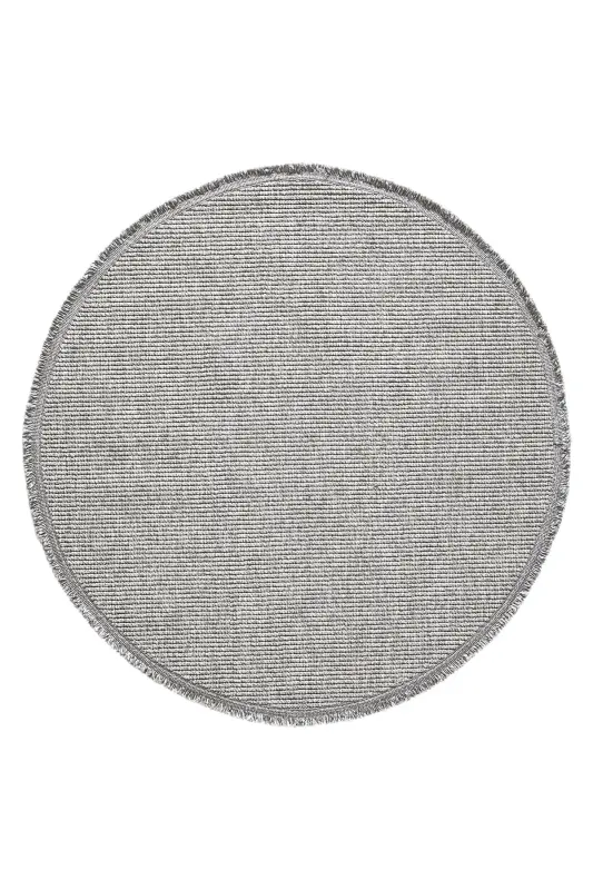 Gray Circle Round Fringed Modern Woven Rug GRAY CIRCLE-Gray 3 - 6