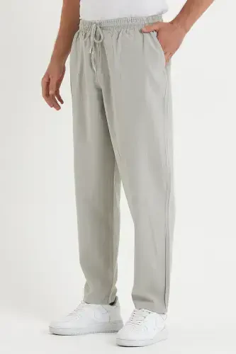Gray Color Men's Linen Trousers 1480-GRAY - COMBİNE MİCHAİL (1)
