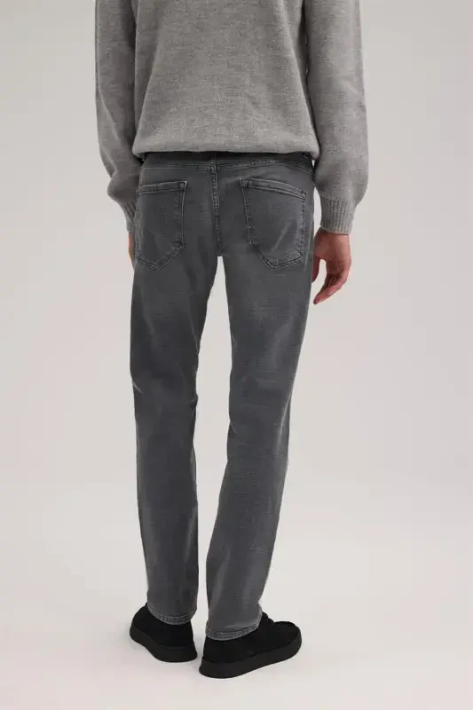 Gray Comfort Fit Cotton Stretch Jean Denim Pants - 4
