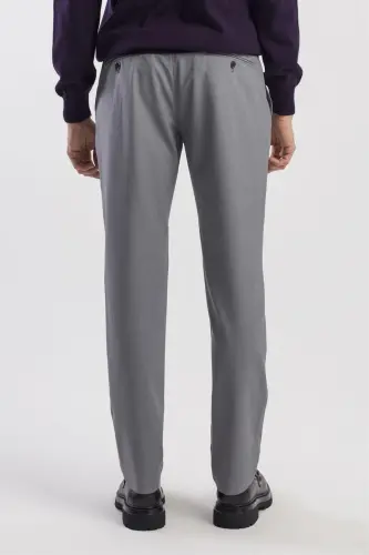 Gray Comfort Fit Double Pocket Flap Pleated Side Pocket Pants - 4