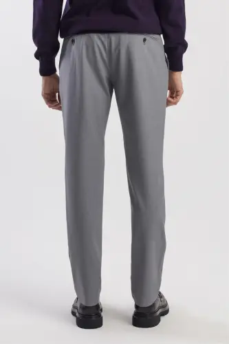 Gray Comfort Fit Double Pocket Flap Pleated Side Pocket Pants - 4