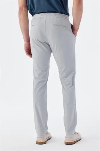Gray Comfort Fit Elastic Sport Pants - 4
