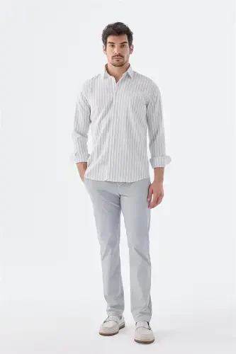 Gray Comfort Fit Patterned Stretchy Cotton Sports Shirt - Modazone (1)