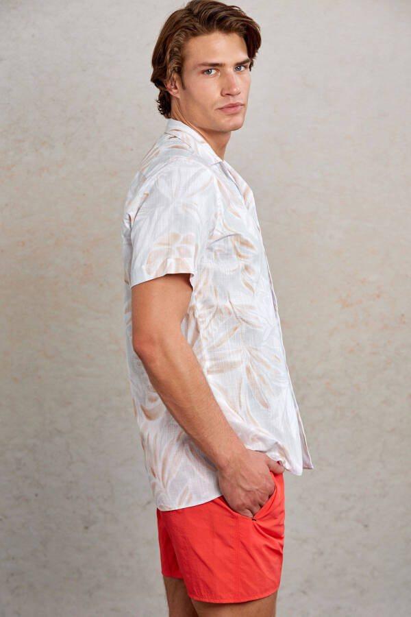 Gray Comfort Fit Printed 100% Cotton Apache Collar Short - 3