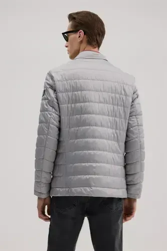 Gray Comfort Fit Stand-Up Collar Zippered Jacket - 4