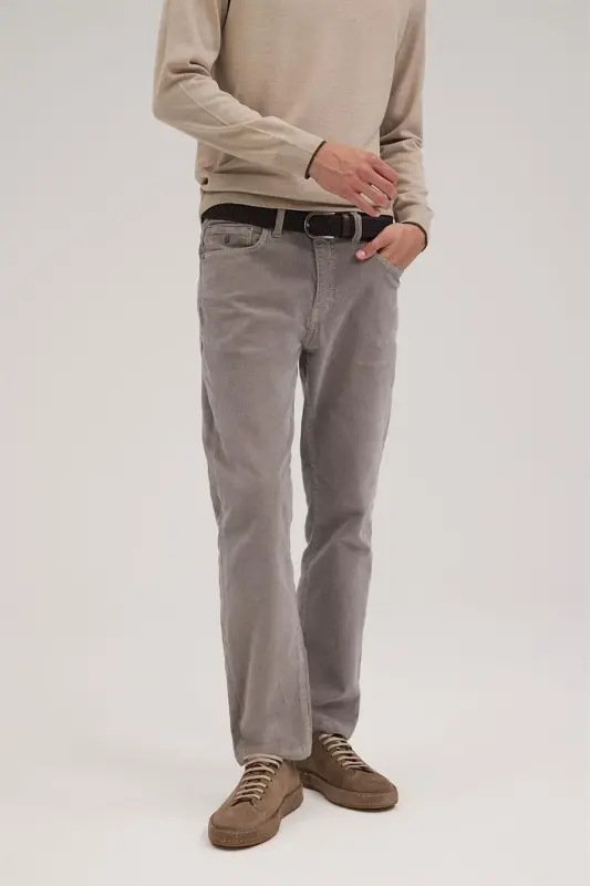 Gray Comfort Fit Velvet Sweatpants - 1