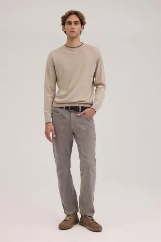 Gray Comfort Fit Velvet Sweatpants - JAKAMEN (1)
