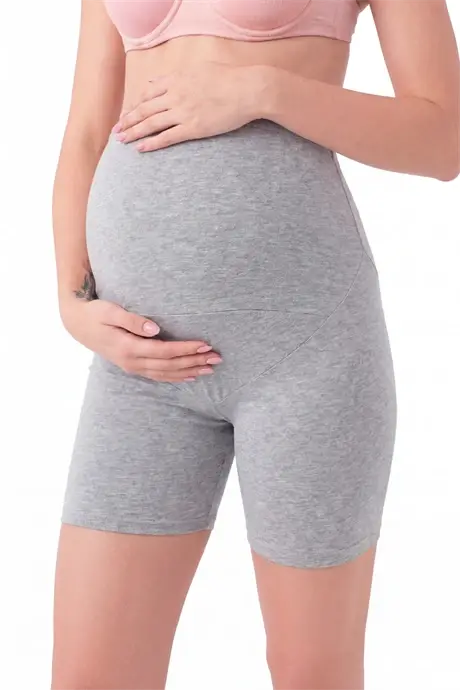 Gray Cotton Spandex Boxer Shorts For Pregnant Women - 1