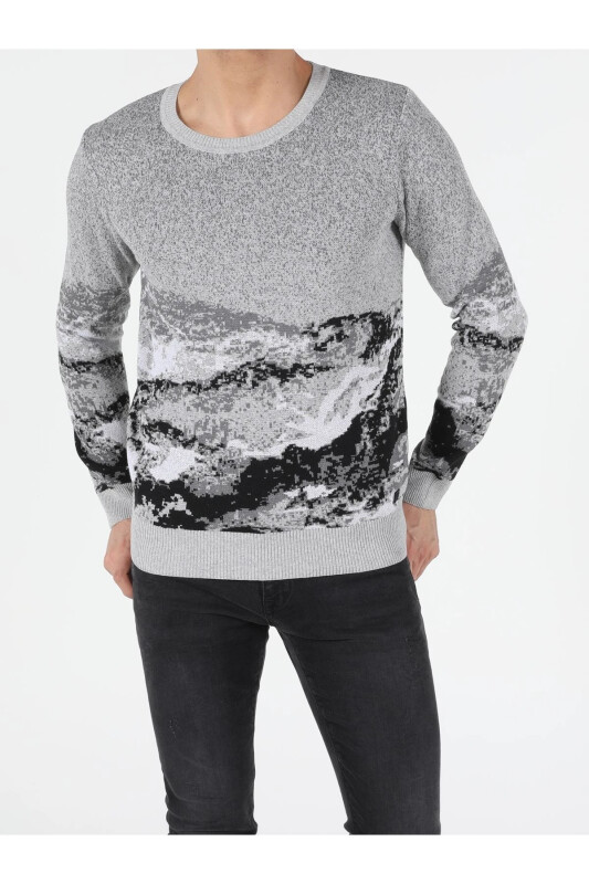 Gray crew neck men's sweater. Cl1051560 - COLIN’S