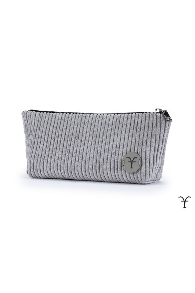 Gray Elegant Handmade Thick Corduroy Velvet Makeup Bag - AFTARIES (1)