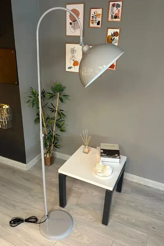 Gray Floor Lamp Adjustable Head Modern Decorative Metal Living Room Study Room Floor Lamp-Gray - 1