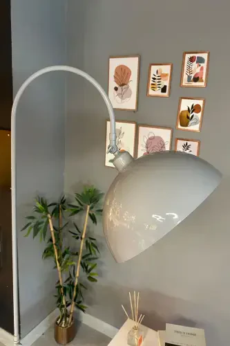 Gray Floor Lamp Adjustable Head Modern Decorative Metal Living Room Study Room Floor Lamp-Gray - 2