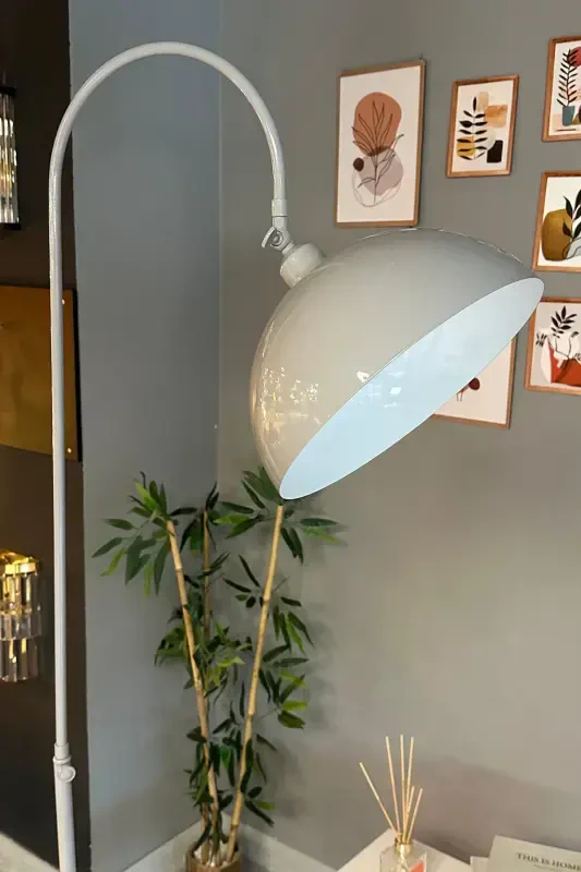 Gray Floor Lamp Adjustable Head Modern Decorative Metal Living Room Study Room Floor Lamp-Gray - 3