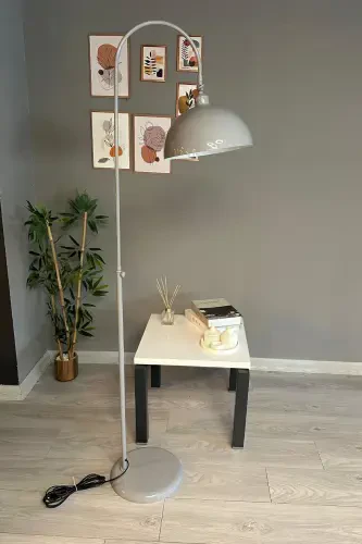 Gray Floor Lamp Adjustable Head Modern Decorative Metal Living Room Study Room Floor Lamp-Gray - 7