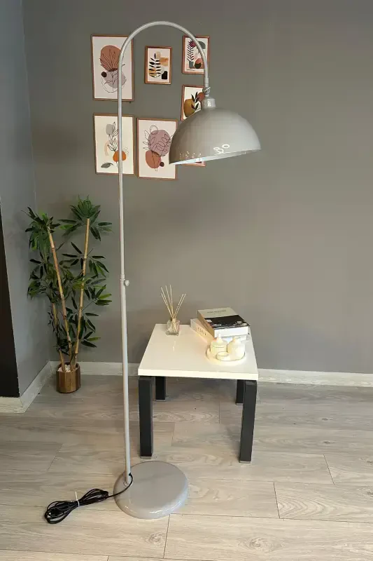 Gray Floor Lamp Adjustable Head Modern Decorative Metal Living Room Study Room Floor Lamp-Gray - 7