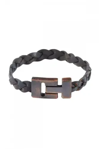 Gray genuine leather braided bracelet - DERIDERIM (1)