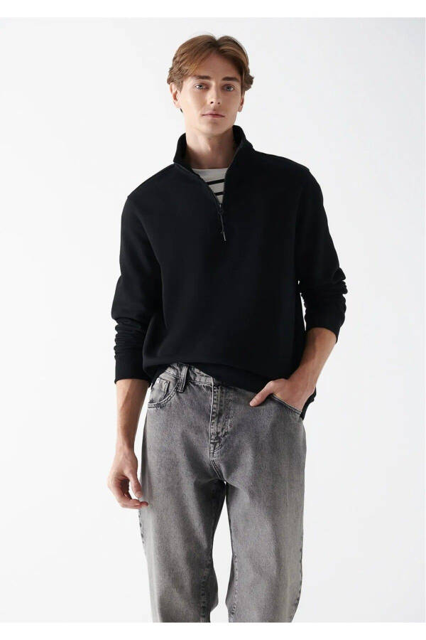 Gray half-zip sweatshirt (0610908-80196) - 1