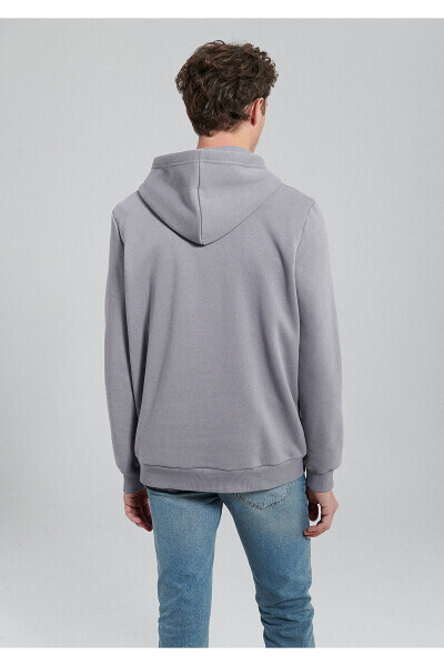 Gray Hooded Basic Sweatshirt - 4
