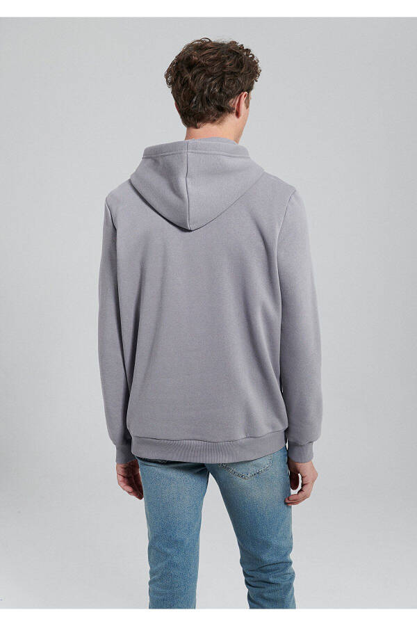 Gray Hooded Basic Sweatshirt - 4