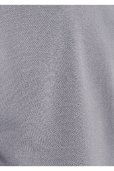 Gray Hooded Basic Sweatshirt - 6