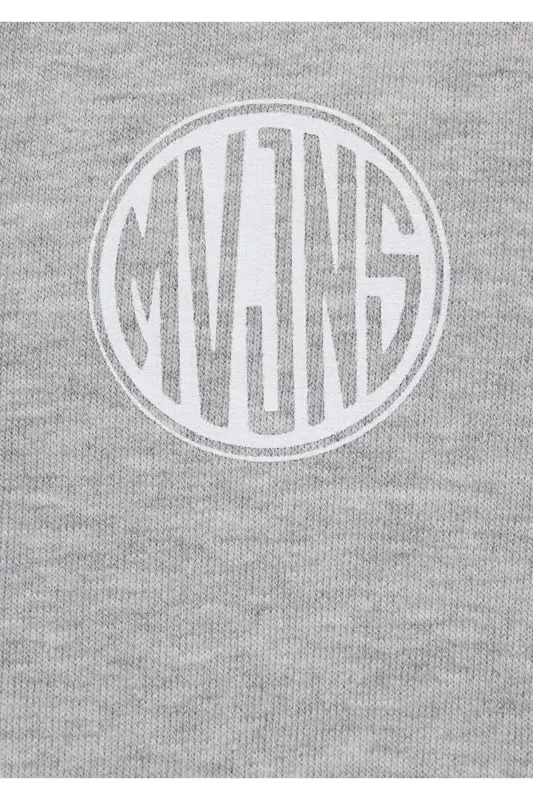 Gray Hooded Sweatshirt with Mvjns Logo Print, Zipped (0s10193-80196) - 8