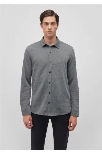 Gray Knitted Shirt Fitted / Slim Fit 02112 - 3